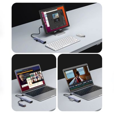 20. Ugreen Multifunktionsadapter HUB USB 3.0 - 3 x USB / Ethernet RJ-45 / USB Typ C PD grau (CM475)