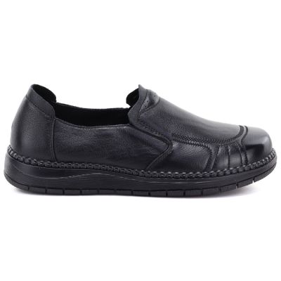 2. Bequeme Damen-Slipper aus Leder, schwarz, Vinceza 107241
