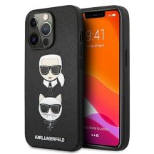 Karl Lagerfeld Saffiano Karl&Choupette Head Case für iPhone 13 Pro / 13 - Schwarz