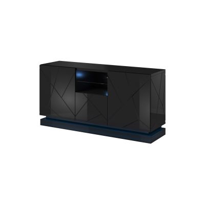 QIU 2D1K Kommode 150x41,5xH75 Hochglanzschwarz/Hochglanzschwarz