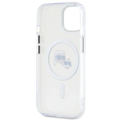 7. Karl Lagerfeld IML Metal Karl&Choupette Head MagSafe iPhone 15 Hülle - Weiß