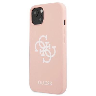 2. Guess Silikonhülle mit 4G-Logo für iPhone 13 / 14 / 15 – Pink