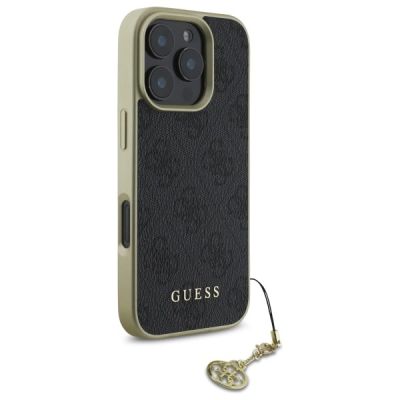 4. Guess 4G Charms Collection Hülle für iPhone 16 Pro – Schwarz