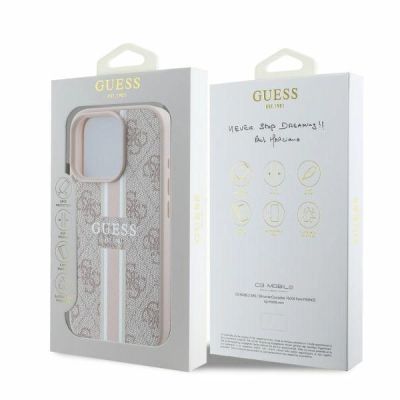 4. Guess 4G Printed Stripes MagSafe iPhone 16 Pro Hülle - Rosa