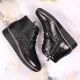 7. Gefütterte schwarze Lackleder-Stiefeletten mit Keilabsatz Filippo