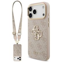 Guess 4G Big 4G Classic Logo Big Strap Metal Buttons Hülle für iPhone 18 Pro Max / 17 Pro Max – rosa