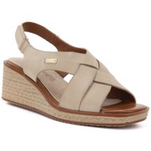 Beige Sergio Leone SK297 Damen-Keilsandalen aus Leder