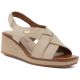 Beige Sergio Leone SK297 Damen-Keilsandalen aus Leder