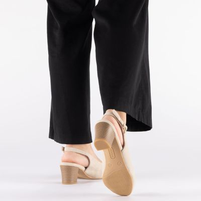 9. Beige Leder-Pumps mit offener Spitze Rieker 44651-60