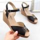 9. Filippo W PAW526B schwarze Keilsandalen aus Leder mit Verzierung