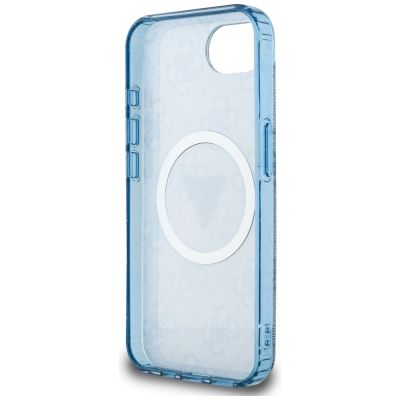 7. Guess IML Metal Glitter 4G Circle Triangle MagSafe Case für iPhone 16e - Blau