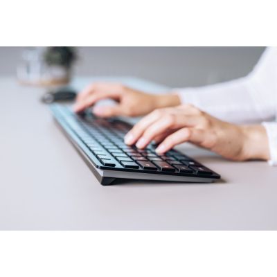 15. CHERRY KW 9100 SLIM Universal-Tastatur, kabellos mit Funk und Bluetooth, QWERTZ-Tastatur, Deutsch, Schwarz