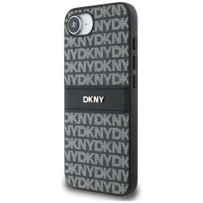 2. DKNY Repeat Texture Pattern with Tonal Stripe Hülle für iPhone 16e - Schwarz
