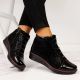 19. Damen-Lederboots mit Warmfutter und Print, schwarz, Filippo
