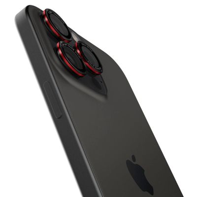 5. Spigen Optik Pro L-Series Glas.tR EZ Fit Panzerglas für iPhone 14 Pro / Pro Max / 15 Pro / Pro Max / 16 Pro / 16 Pro Max / 17 Pro / 17 Pro Max – Schwarz mit rotem Rand
