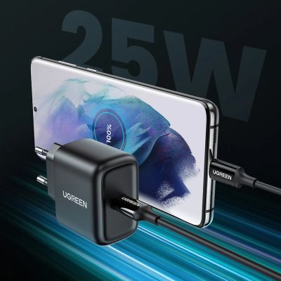 10. Ugreen USB Type C Ladegerät 25W Power Delivery + USB Type C Kabel 2m schwarz (50581)