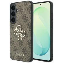 Guess Leder-Schutzhülle mit Metalllogo für Samsung Galaxy S26 FE – Braun