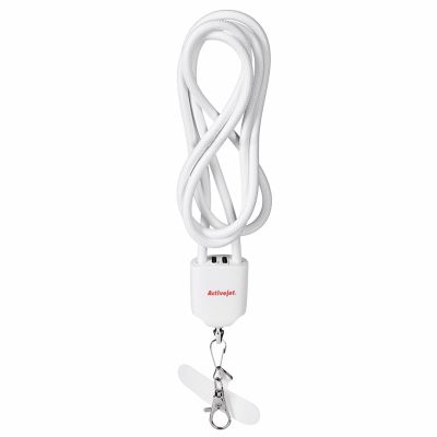 Activejet 3-in-1-Lanyard (weiß) mit Ladekabel. Erhältlich mit verschiedenen Anschlüssen: USB-C, Lightning-Adapter, USB-A.