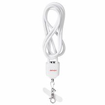 Activejet 3-in-1-Lanyard (weiß) mit Ladekabel. Erhältlich mit verschiedenen Anschlüssen: USB-C, Lightning-Adapter, USB-A.