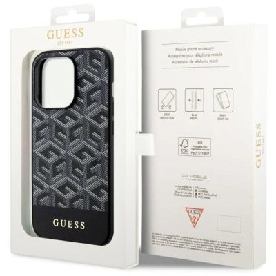 10. Guess GUHMP14LHGCFSEK iPhone 14 Pro 6,1" schwarz/schwarzes Hardcase GCube Stripes MagSafe