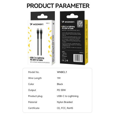 5. Wozinsky WNBCL1 Lightning / USB-C PD 30W Kabel 1 m - Schwarz