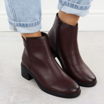 7. Gefütterte Damen-Ankle-Boots mit Blockabsatz, bordeauxrot, Sergio Leone BT25239
