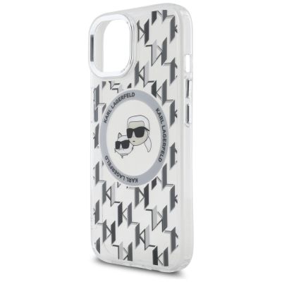 6. Karl Lagerfeld IML Monogram Karl & Choupette Head MagSafe-Hülle für iPhone 15 – transparent