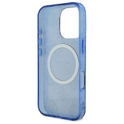 7. Guess GUHMP16XH4PYEEB iPhone 16 Pro Max 6,9" blau/blaues Hardcase IML Pfingstrose auf 4G-Hintergrund MagSafe