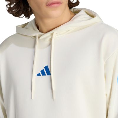 4. adidas Essentials Herren-Hoodie mit 3 Streifen aus French Terry, Creme, KD4901