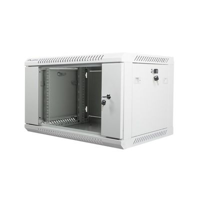 2. Lanberg WF01-6406-10S einteiliger abschließbarer Schrank (6 HE; 368 mm / 600 mm / 450 mm; Wandmontage; Glas; 19 Zoll; grau)