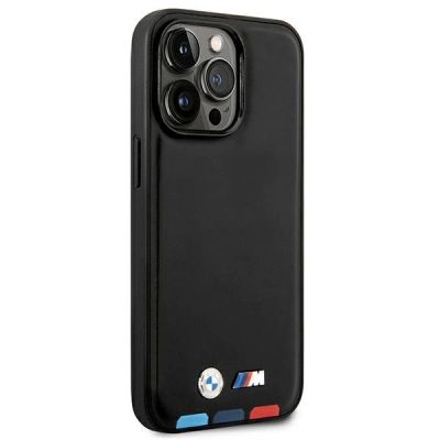 4. Hülle BMW BMHMP14L22PTDK iPhone 14 Pro 6.1 "schwarz / schwarz Leder Stamp Tricolor Magsafe