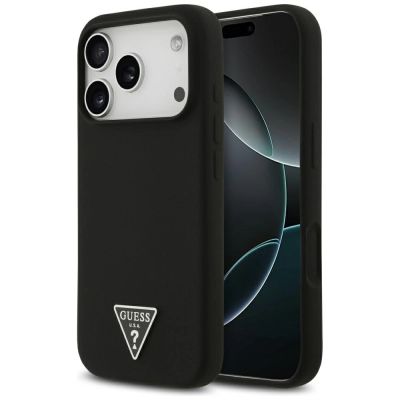 Guess Silikon Triangle Logo MagSafe Case für iPhone 17 Pro - Schwarz