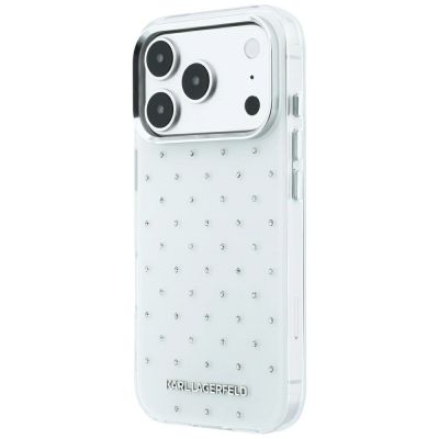 2. Karl Lagerfeld IML Strass-Hülle mit galvanisiertem Logo für iPhone 17 Pro / 18 Pro – Weiß