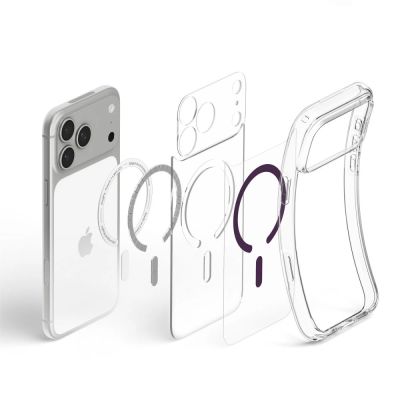 6. Spigen Ultra Hybrid Mag MagSafe Hülle für iPhone 18 Pro Max / 17 Pro Max – transparent-burgunderrot