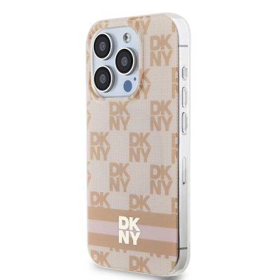 2. DKNY IML Checkered Mono Pattern & Printed Stripes MagSafe-Hülle für iPhone 15 Pro Max – Rosa