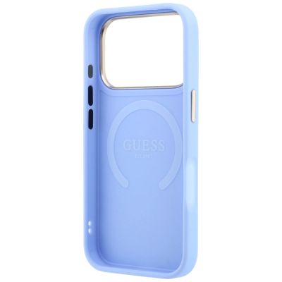 7. Guess Saffiano Peony & Ring MagSafe Hülle für iPhone 17 Pro Max / 18 Pro Max - Hellblau