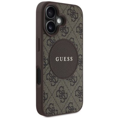 4. Guess 4G Circle Classic Logo MagSafe Hülle für iPhone 16 - Braun
