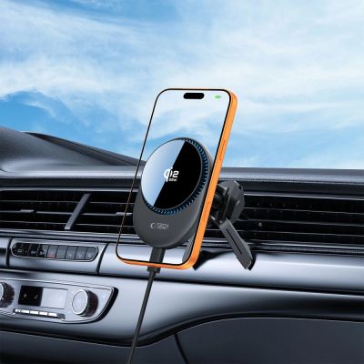 10. Tech-Protect V21 MagSafe Kfz-Halterung mit 25-W-QI2.2-Induktionsladegerät für Cockpit/Windschutzscheibe/Lüftungsschlitze – Schwarz