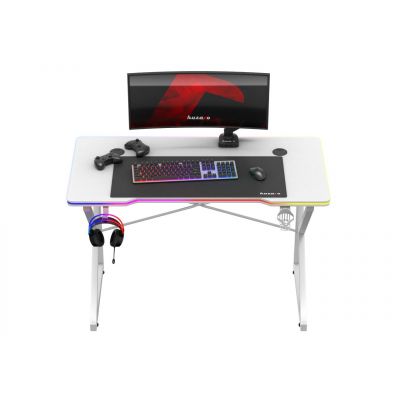 8. Huzaro Hero 1.7 RGB Weißer Gaming-Schreibtisch