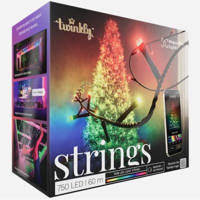 9. Twinkly Strings – 750 RGB-Lichterkette, schwarzes Kabel, Steckertyp F