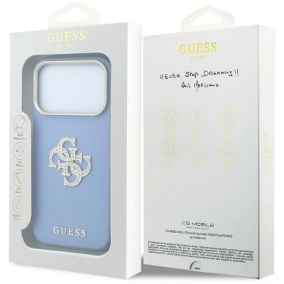 8. Guess Smooth & Big Strass Logo Hülle für iPhone 18 Pro Max / 17 Pro Max - Blau