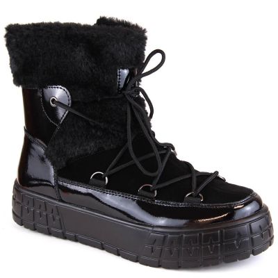 Filippo W PAW475A isolierte Plateaustiefeletten aus Leder, schwarz