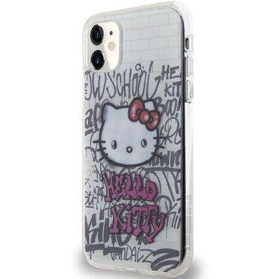 2. Hello Kitty IML Kitty On Bricks Graffiti Hülle für iPhone 11 / Xr – weiß