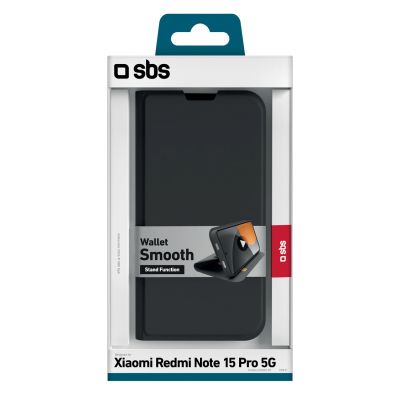 2. SBS Wallet Smooth Case für Xiaomi Redmi Note 15 Pro mit Klappdeckel – Schwarz