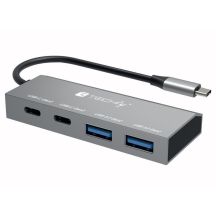 Techly IUSB32C-HUB4AC2 Dockingstation, kabelgebunden, USB 3.2 Gen 1 (3.1 Gen 1), Typ-C, Silber