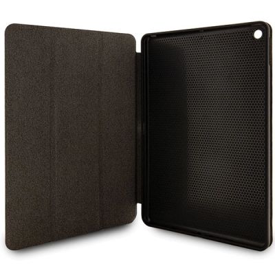 3. Karl Lagerfeld Saffiano Monogram Ikonik Hülle für iPad 10.2" 2019 (7. Gen.) Folio Magnet Allover Cover - Schwarz