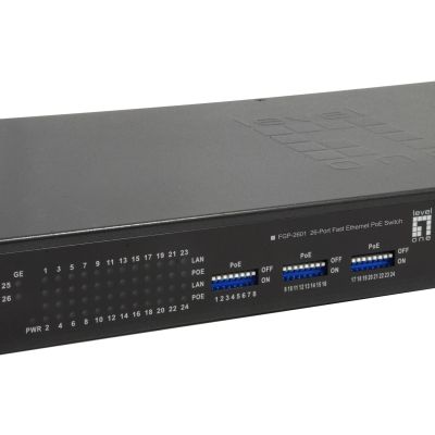 6. LevelOne FE PoE+ Switch 26-Port 19" 150W 1Gbps