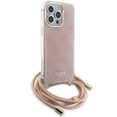 3. Guess Crossbody Cord 4G Print Hülle für iPhone 15 Pro – Rosa