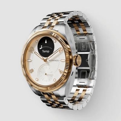 Withings Scanwatch Nova Brilliant mit EKG, Herzfrequenzmessung, SpO2-Messung, Temperaturmessung, Aktivitäts- und Schlafüberwachung, 39 mm, Gold