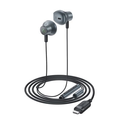 4. Acefast L1 In-Ear-Kopfhörer mit Lightning-Anschluss, Mikrofon und Fernbedienung 1,2 m – Schwarz